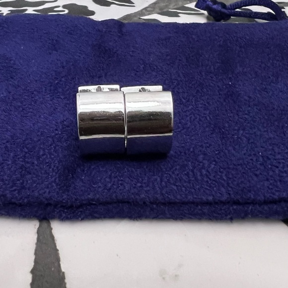 Tory Burch Sterling Silver Hoop Earrings. - Picture 6 of 6